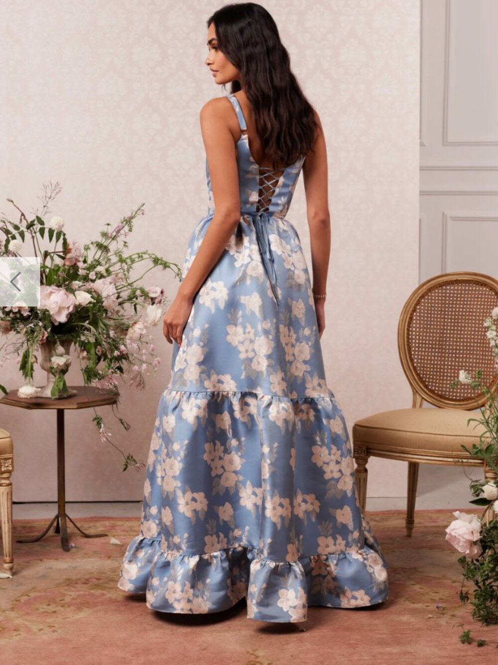V Chapman Avery Dress in Dusk Blue Baroque Floral - Size 6 - Picture 3 of 4